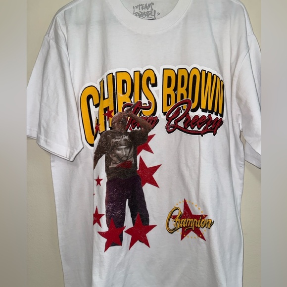 Chris Brown Breezy White Champion Tee Shirt Size Large Unisex NWOT - Picture 3 of 5